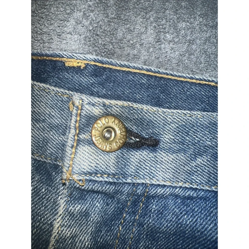 Polo Ralph Lauren Jeans Y2K Men 36X32 Wide Leg Baggy Stratford Wash Distressed